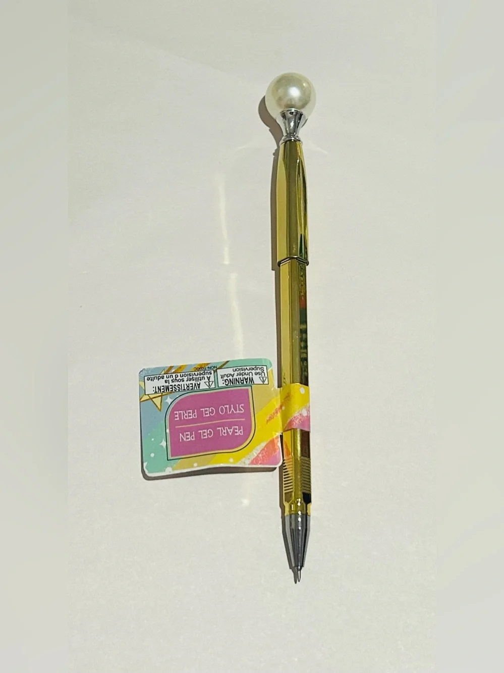 New 6 Pearl Gel Pens Gold Bottoms Pearl on Top Blue Ink Pen